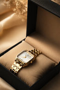 Gold-Tone Women’s Watch with Rectangular Dial