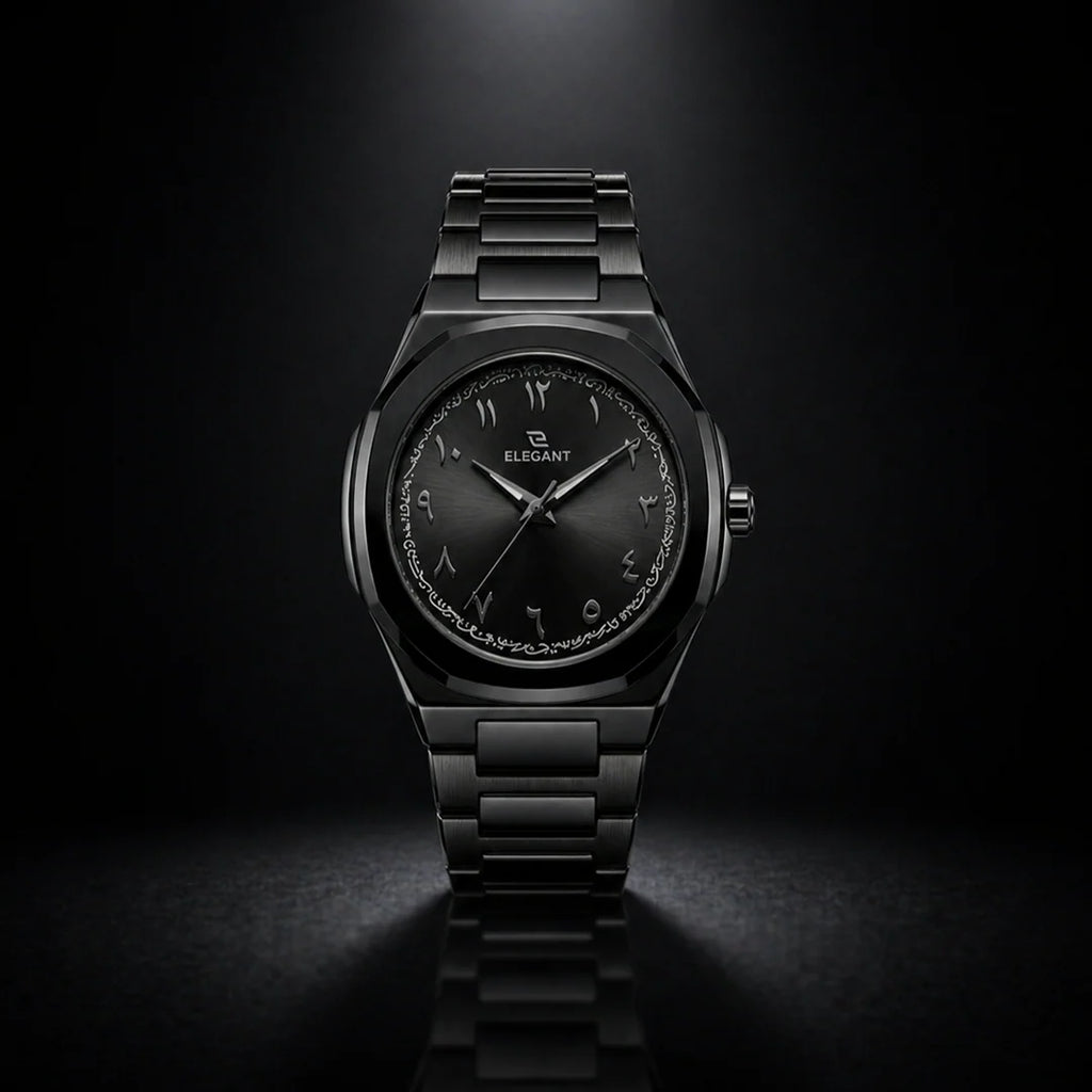 Elegant Royal Arabic Men's Watch - All Black Edition