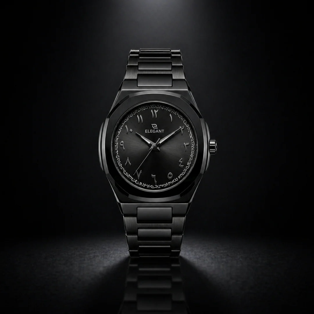 Elegant Royal Arabic Men's Watch - All Black Edition