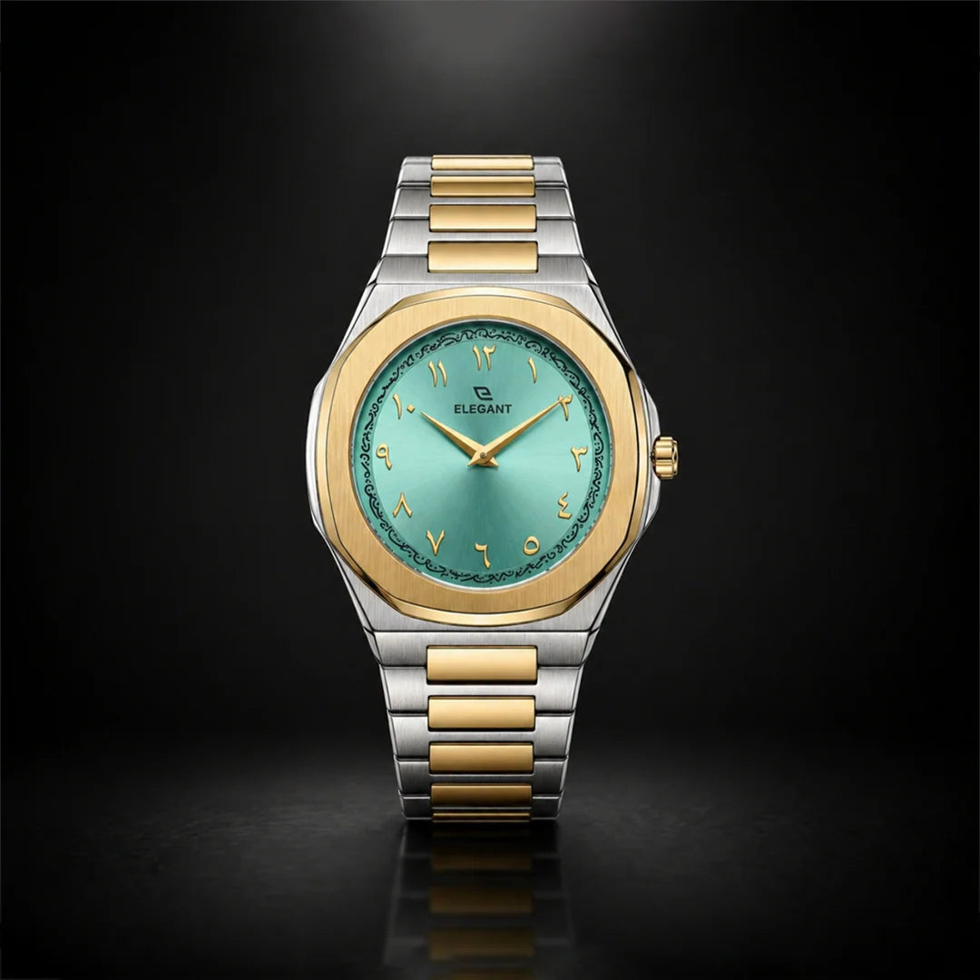 Elegant Royal Arabic Men's Watch - Aqua Blue Dial