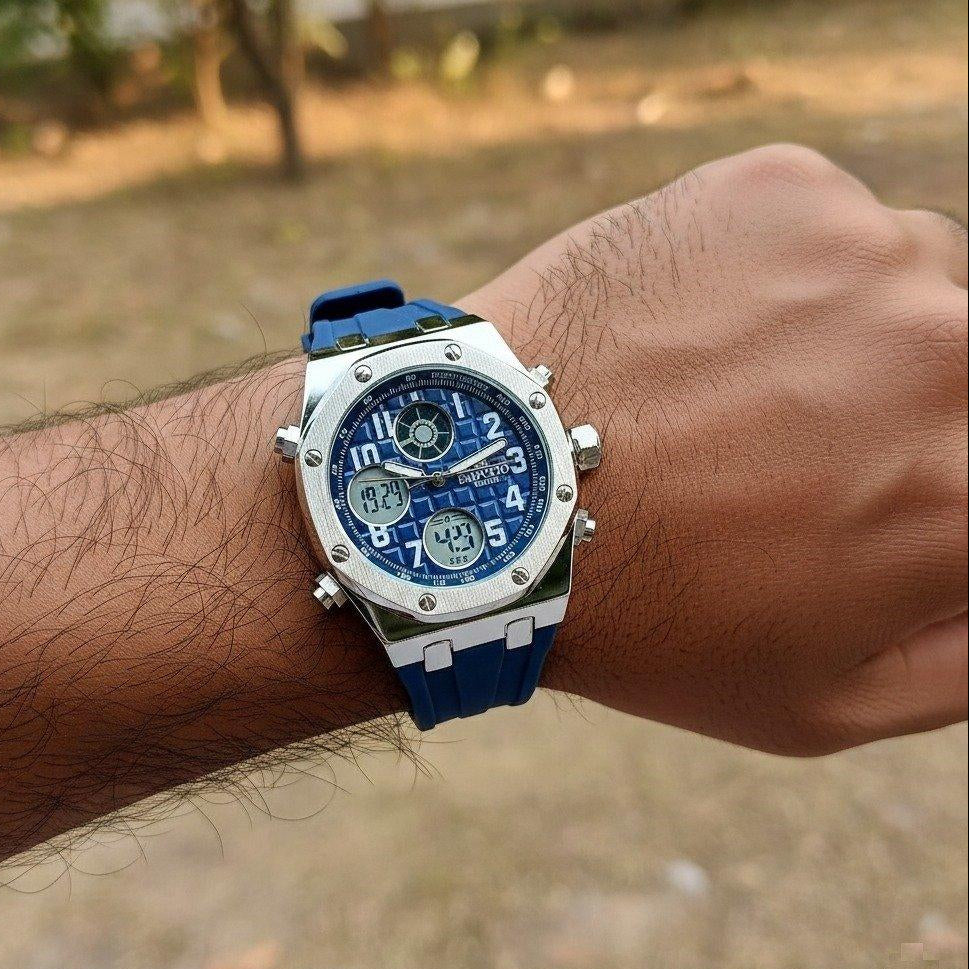 Blue Dial Stainless Steel Men's Watch