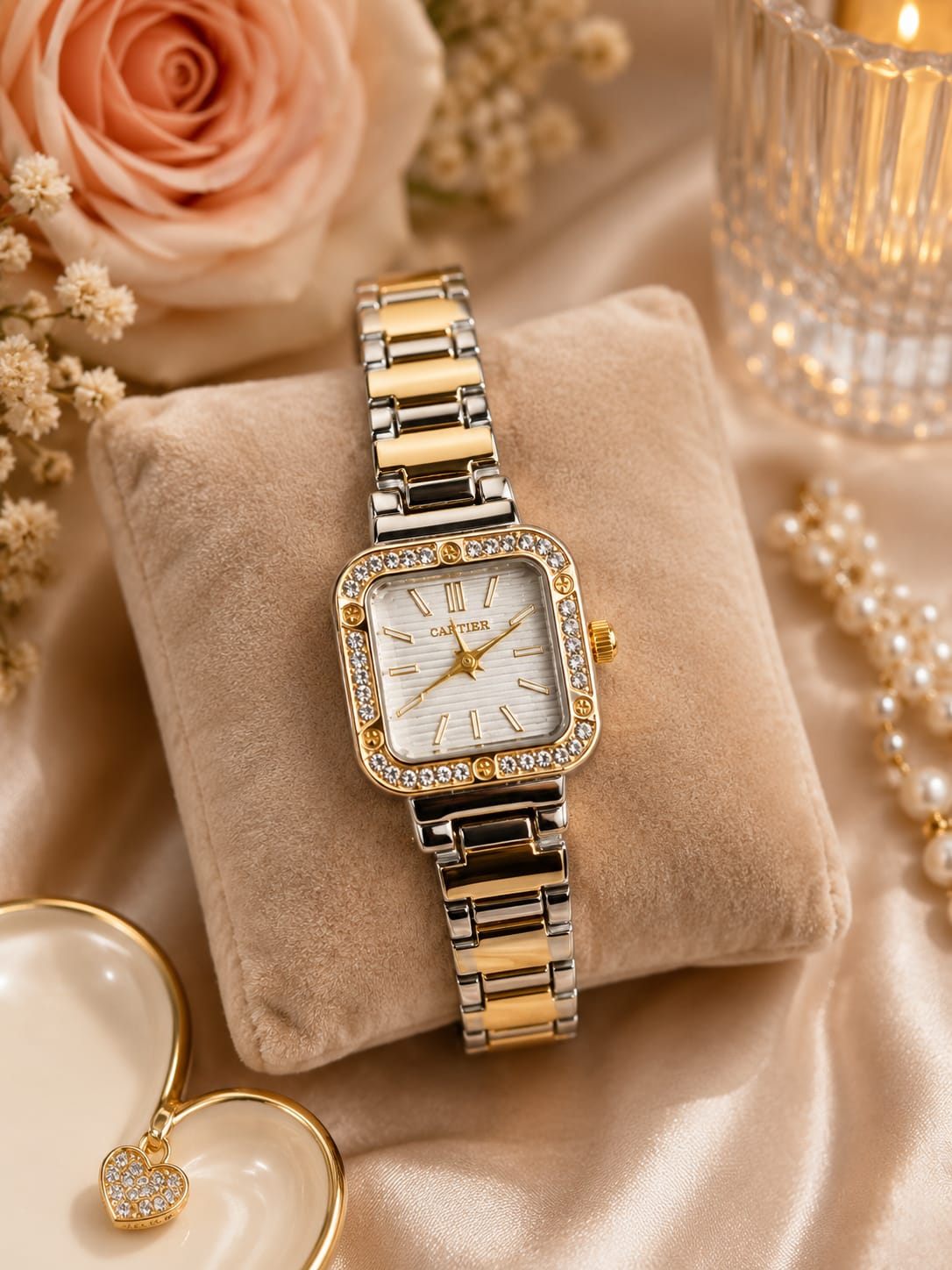 Elegant Square Two-Tone Women’s Watch