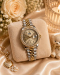 Elegant Two-Tone Crystal Women’s Watch
