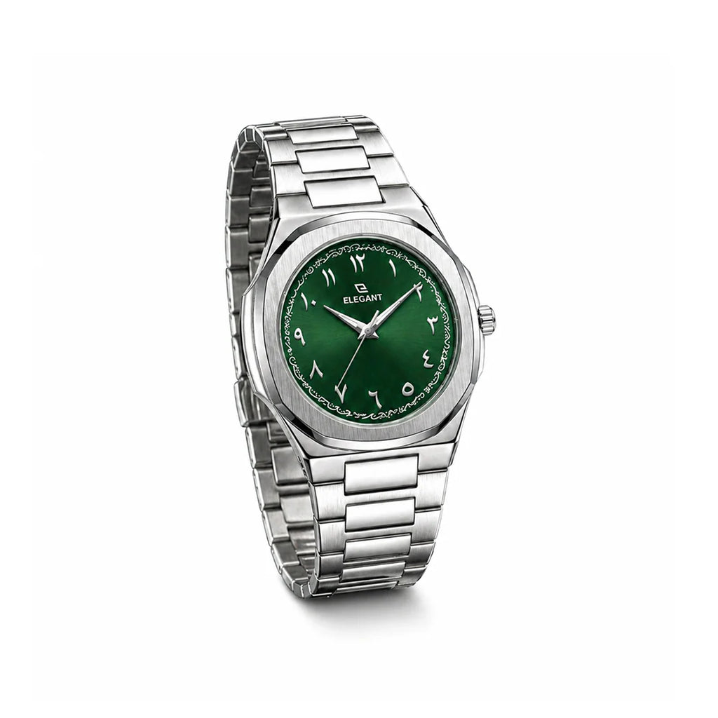 Elegant Royal Arabic Men's Watch - Emerald Green Dial