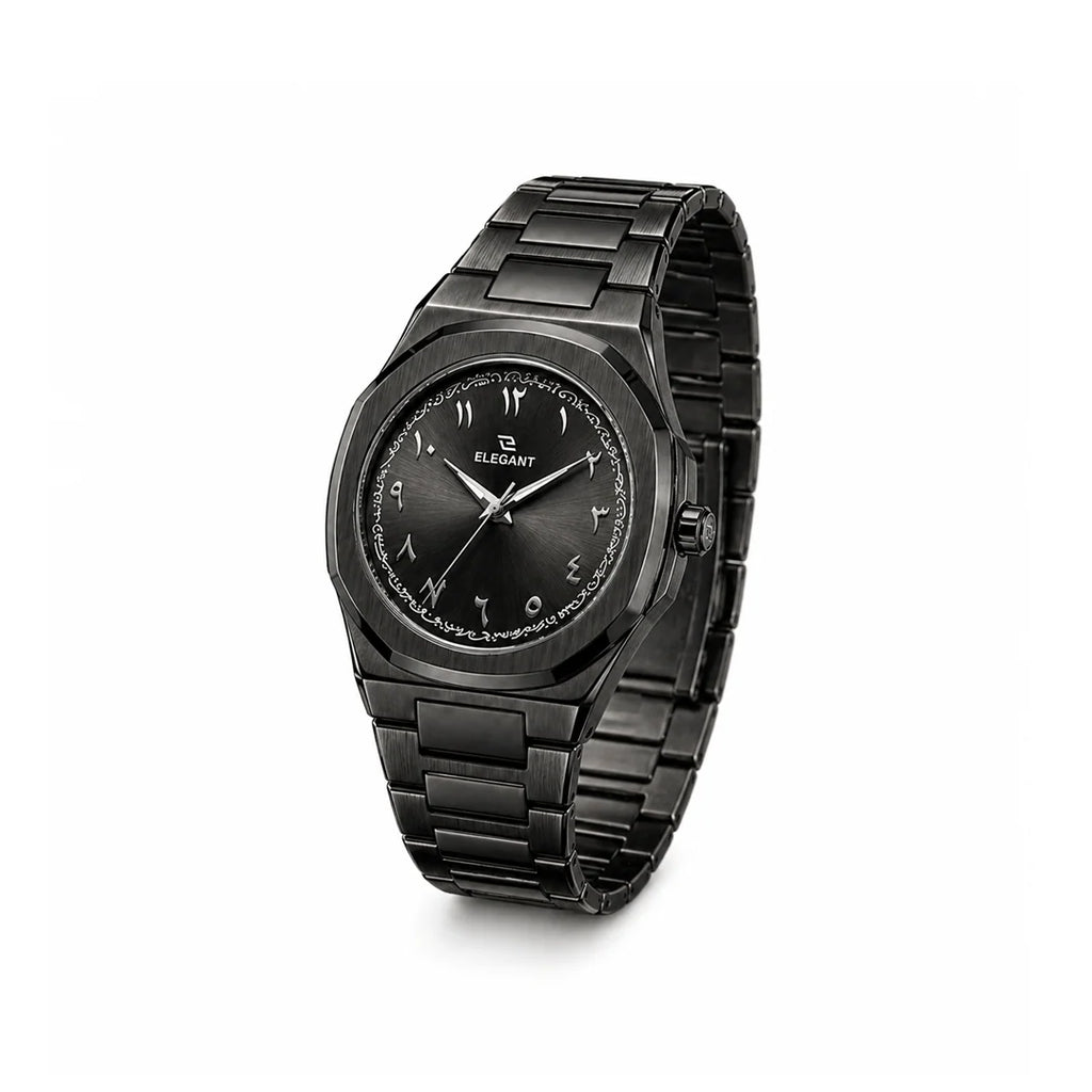 Elegant Royal Arabic Men's Watch - All Black Edition