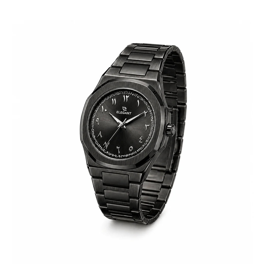 Elegant Royal Arabic Men's Watch - All Black Edition