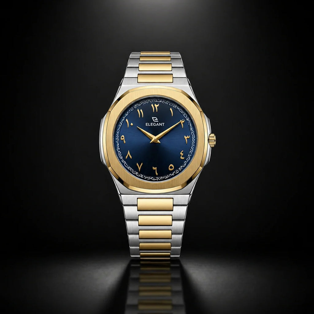 Elegant Royal Arabic Men's Watch - Navy Blue Dial