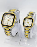 Square White Dial Couple Watch