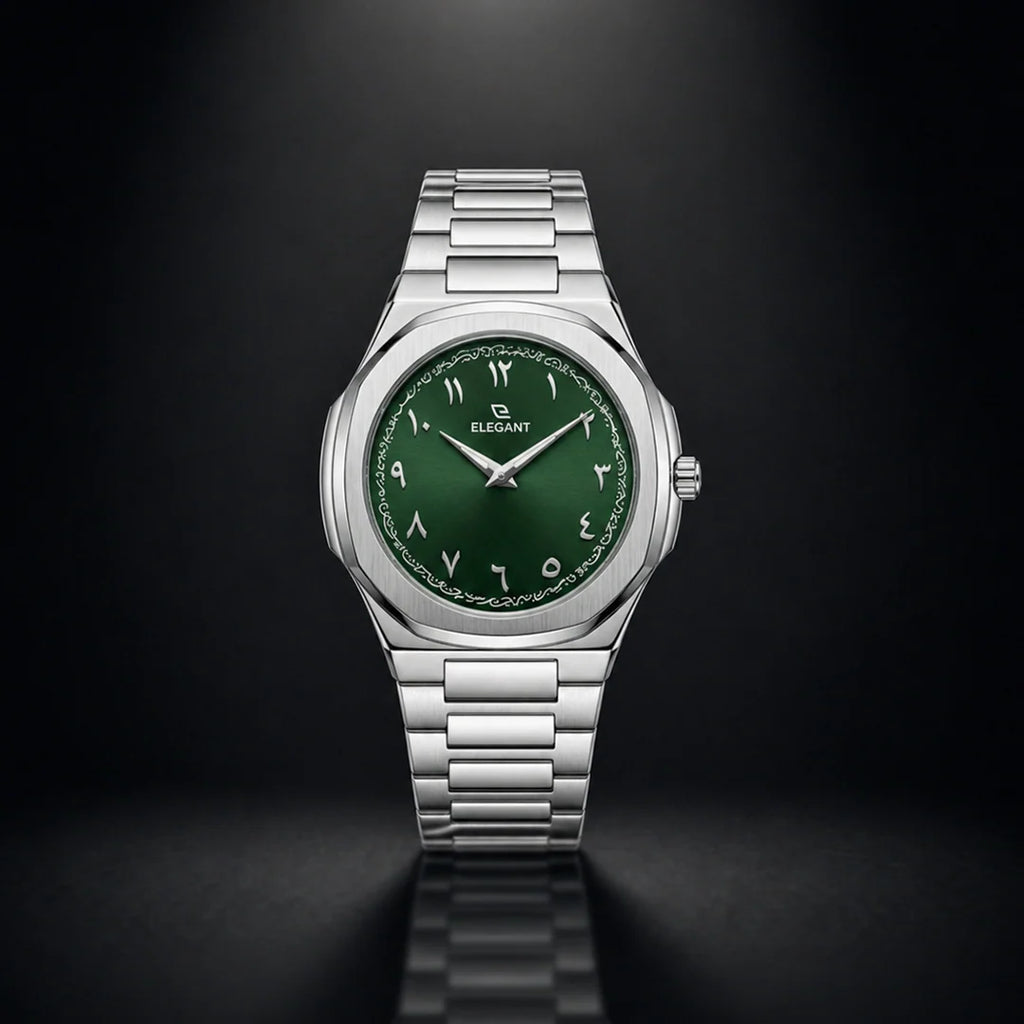 Elegant Royal Arabic Men's Watch - Emerald Green Dial