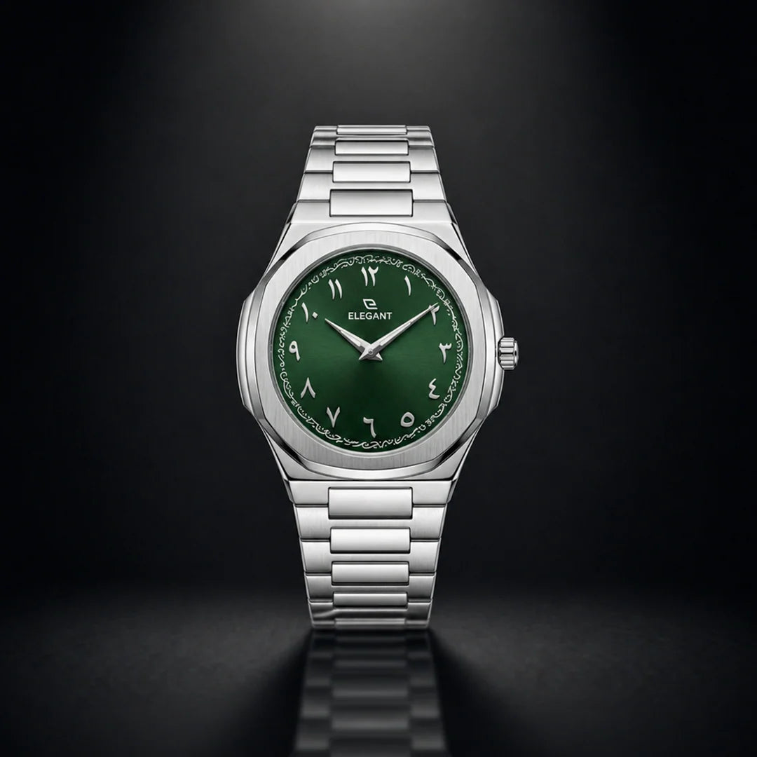 Elegant Royal Arabic Men's Watch - Emerald Green Dial