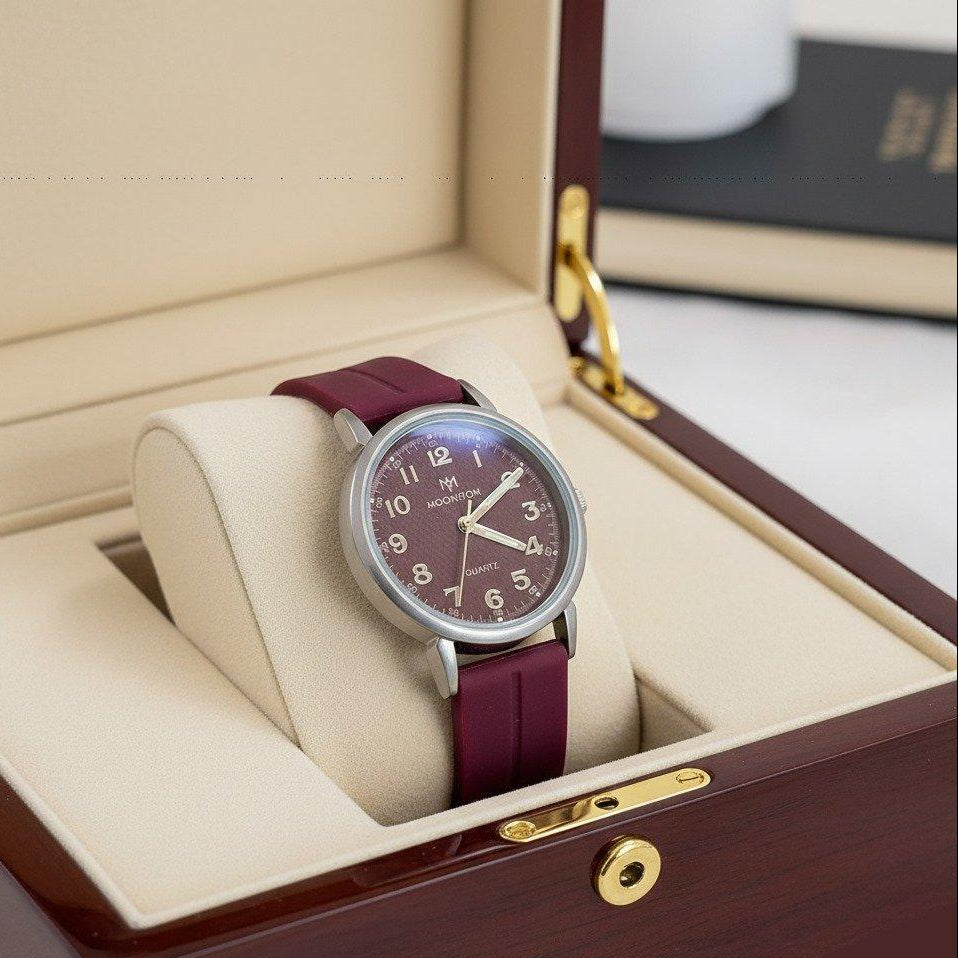 Grey Bezel Magnetic Rubber Strap Women's Watch