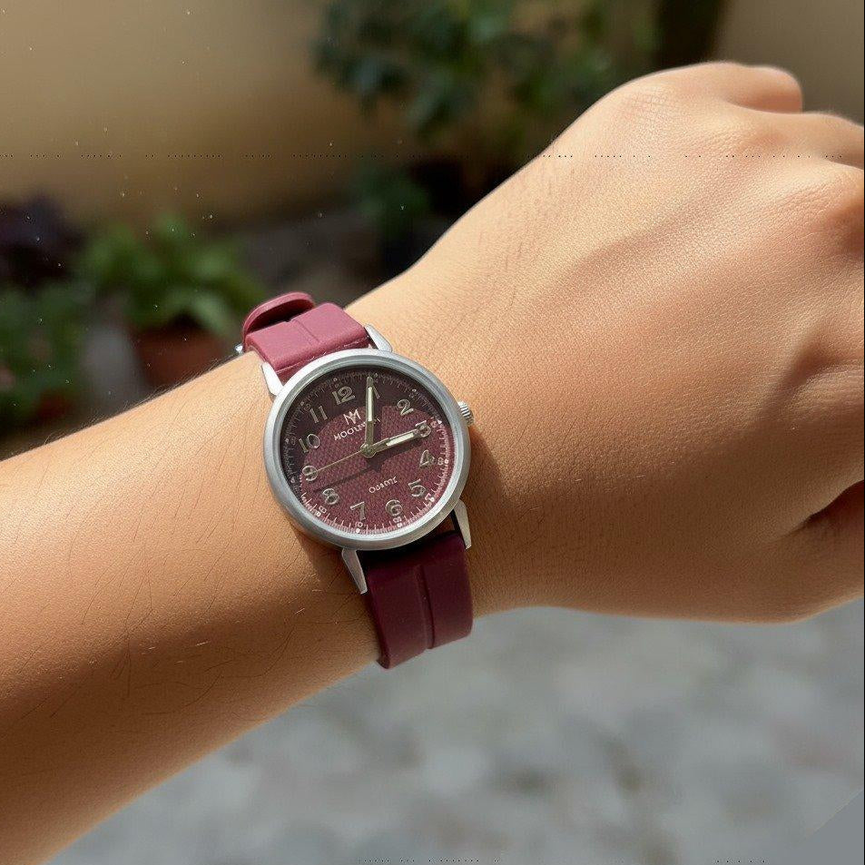 Grey Bezel Magnetic Rubber Strap Women's Watch