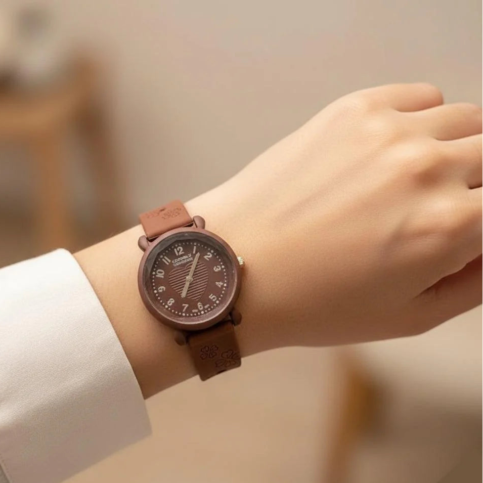 Heart Dial Rubber Strap Women's Watch