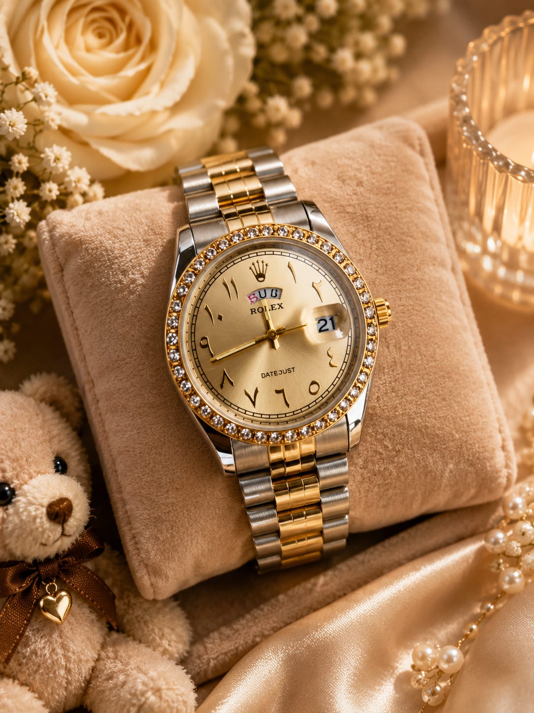 Luxury Two-Tone Crystal Women’s Watch