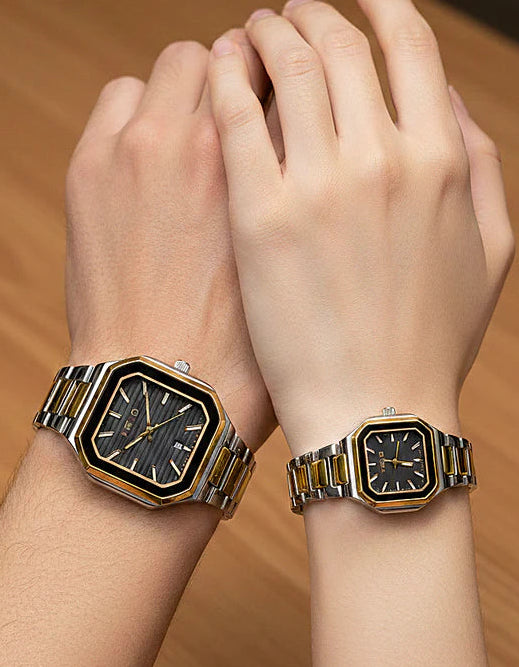 Square Dial Couple Watch