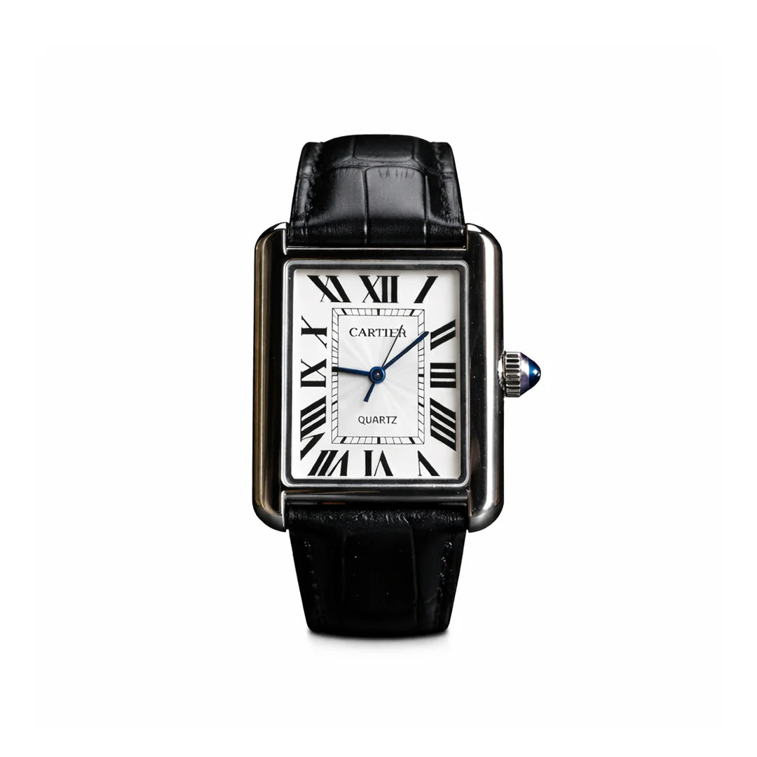 Luxury Men's Square Quartz Watch – Black Dial Edition