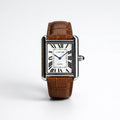 Luxury Men’s Square Quartz Watch – Brown Dial Edition