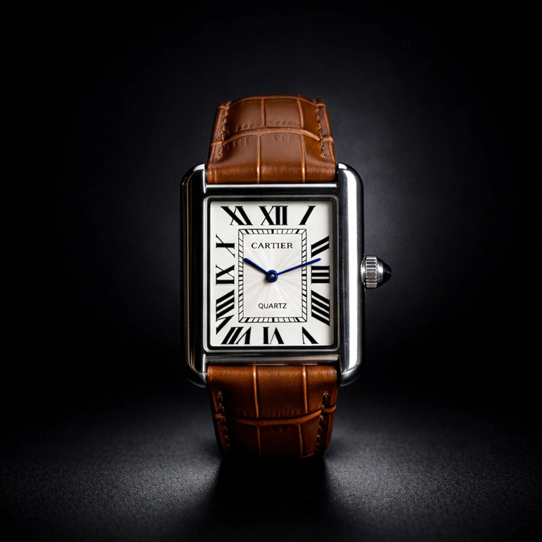 Luxury Men’s Square Quartz Watch – Brown Dial Edition