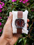 Men’s Brown Strap Watch with Roman Numeral Dial