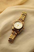 Gold-Tone Mini Women’s Watch with White Dial