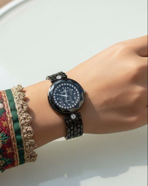 Round Stone Dial Women's Watch