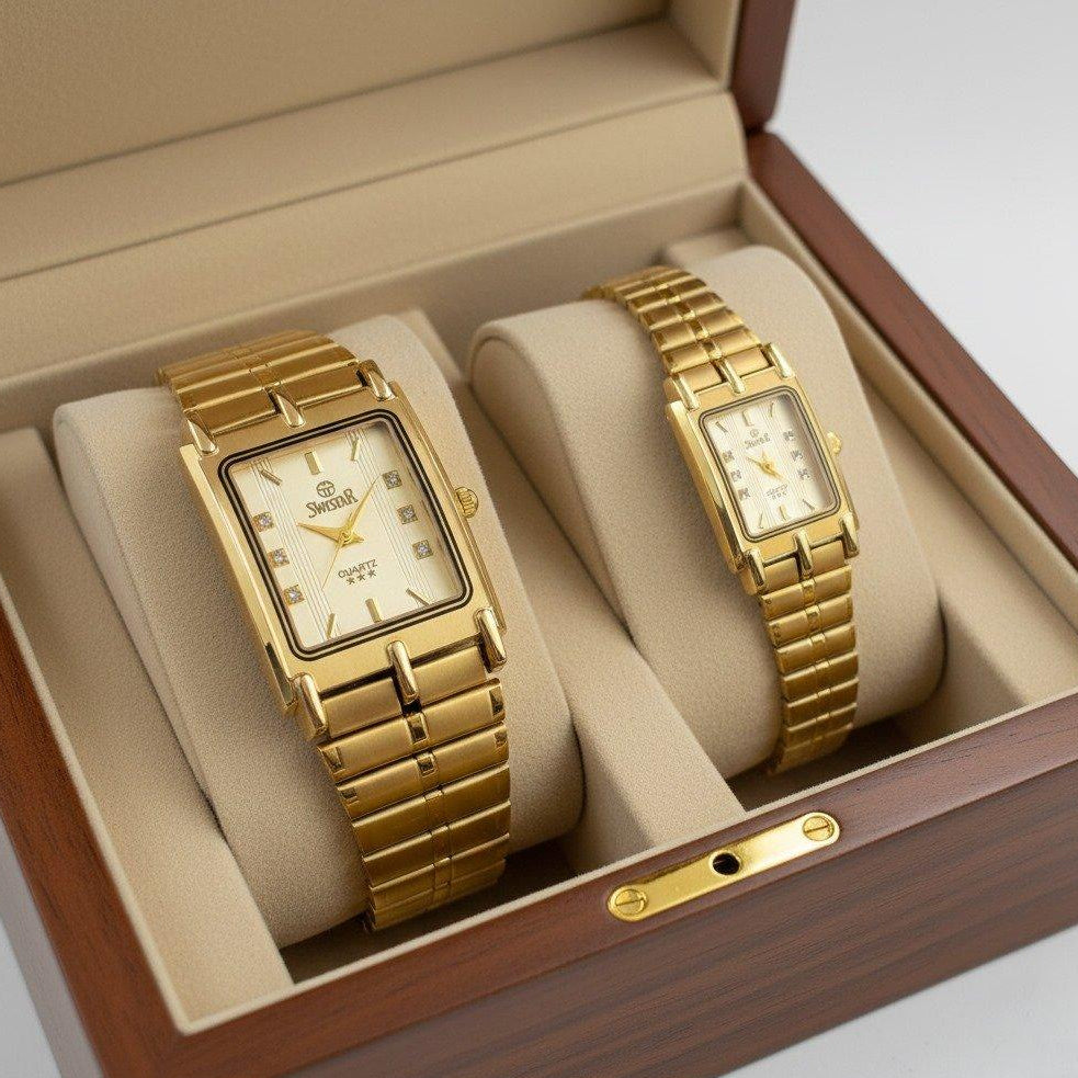 Rectangle Bezel Dial Couple Watch