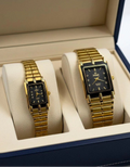 Rectangle Black Dial Couple Watch