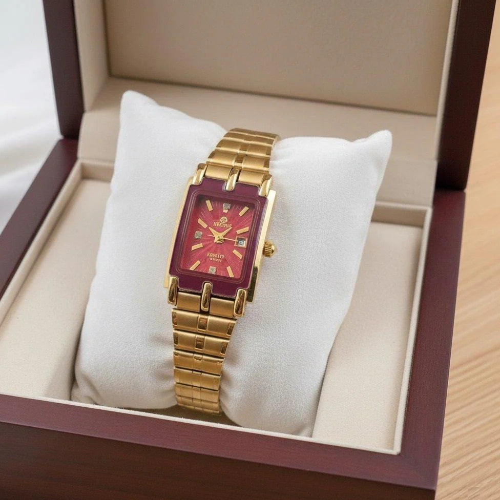 Rectangle Red Dial Women's Watch