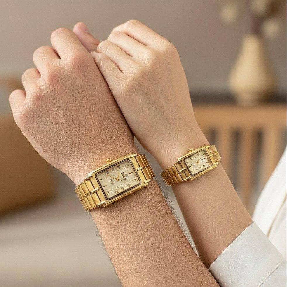Rectangle Bezel Dial Couple Watch