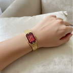 Rectangle Red Dial Women's Watch