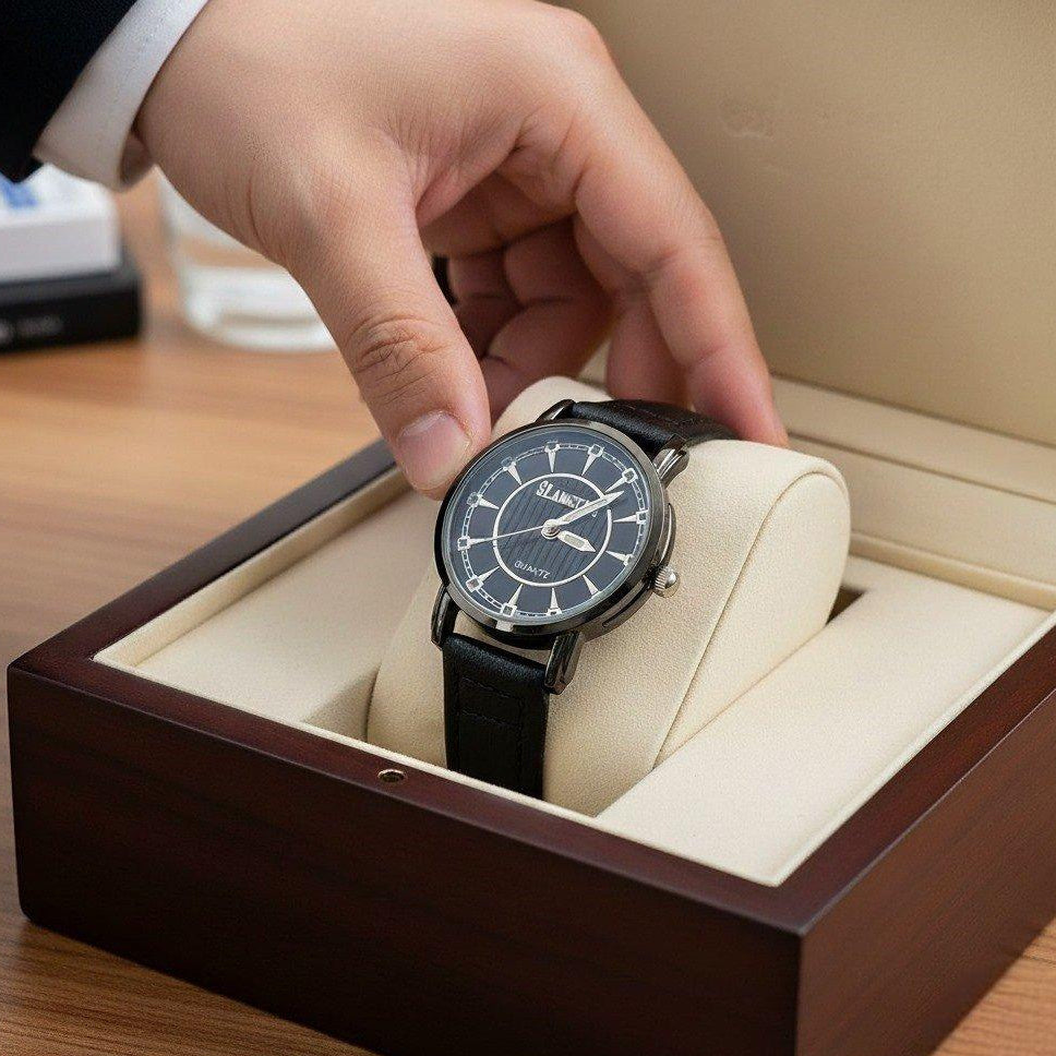 Round Black Bezel Dial Women's Watch