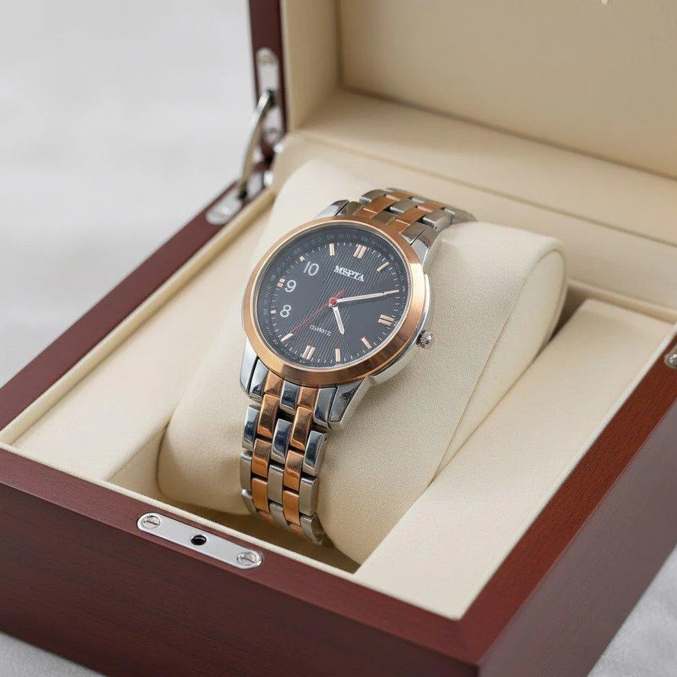 Round Black Dial Men's Watch