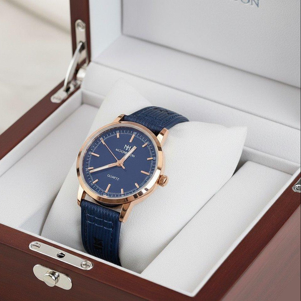 Round Lining Dial Leather Strap Women's Watch