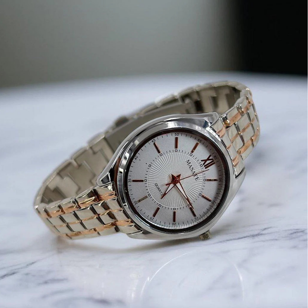 Round Bezel White Dial Watch