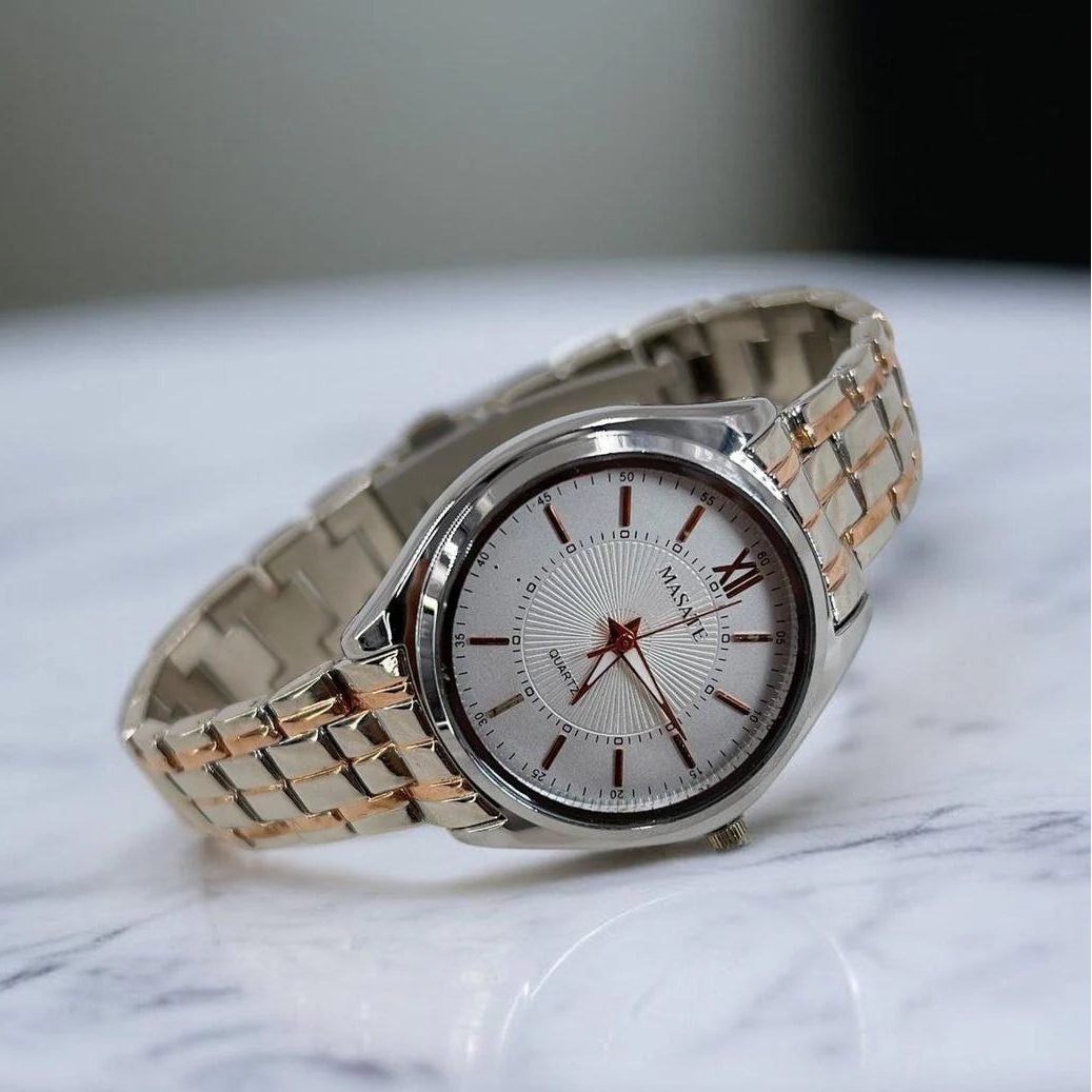 Round Bezel White Dial Watch