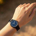 Round Black Bezel Magnetic Rubber Strap Women's Watch
