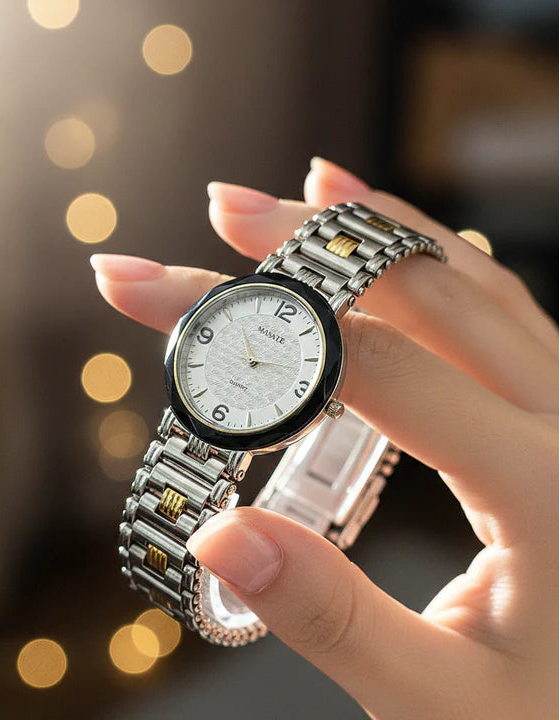 WHL Round Black Bezel Women's Watch