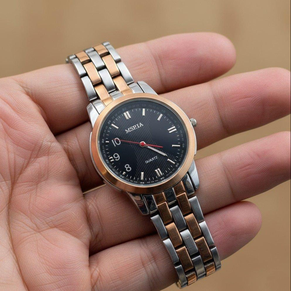 Round Black Dial Men's Watch