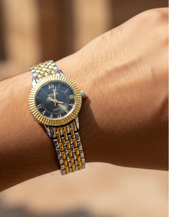 Round Black Dial Women's Watch