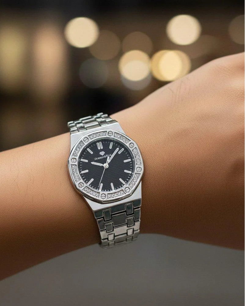 Round Rhinestone Bezel Women's Watch