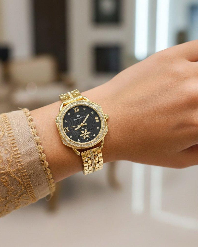 WHL Round Rhinestone Women's Watch
