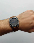 Round/Square Leather Strap Men's Watch