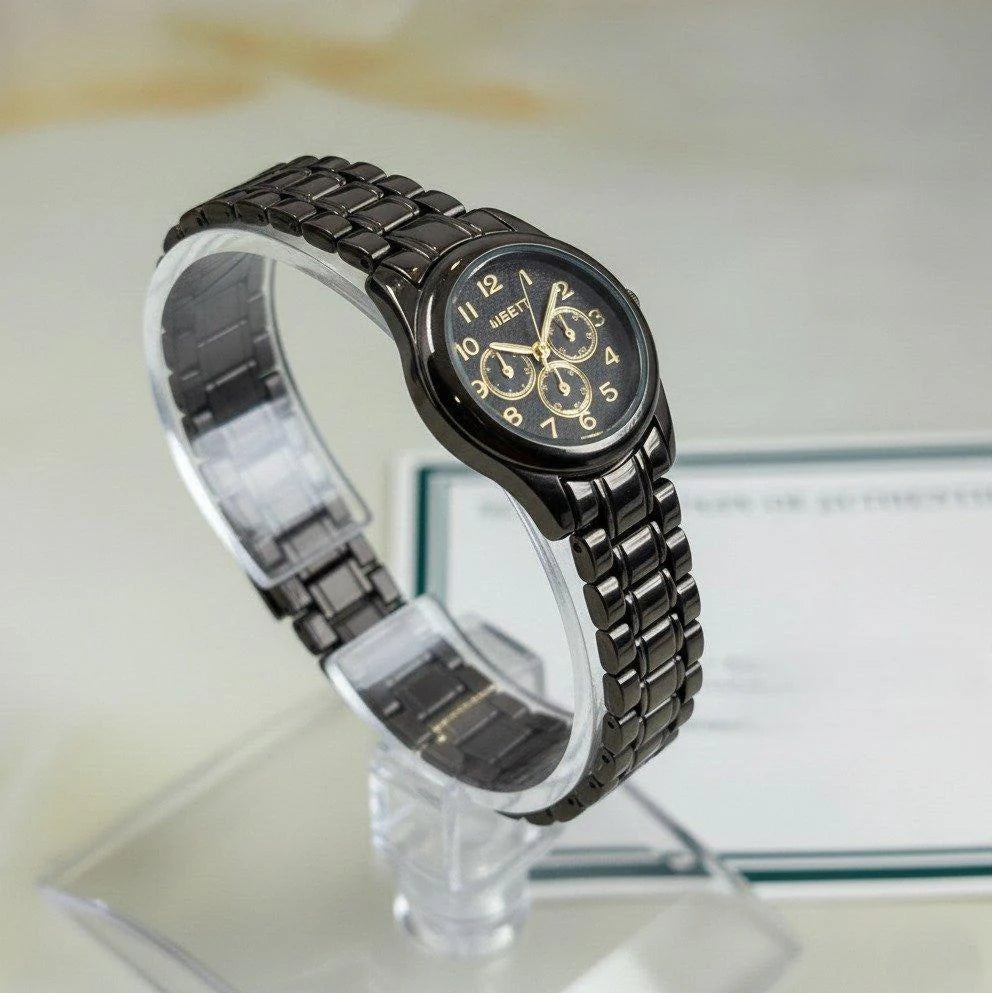Round Three Dial Women's Watch