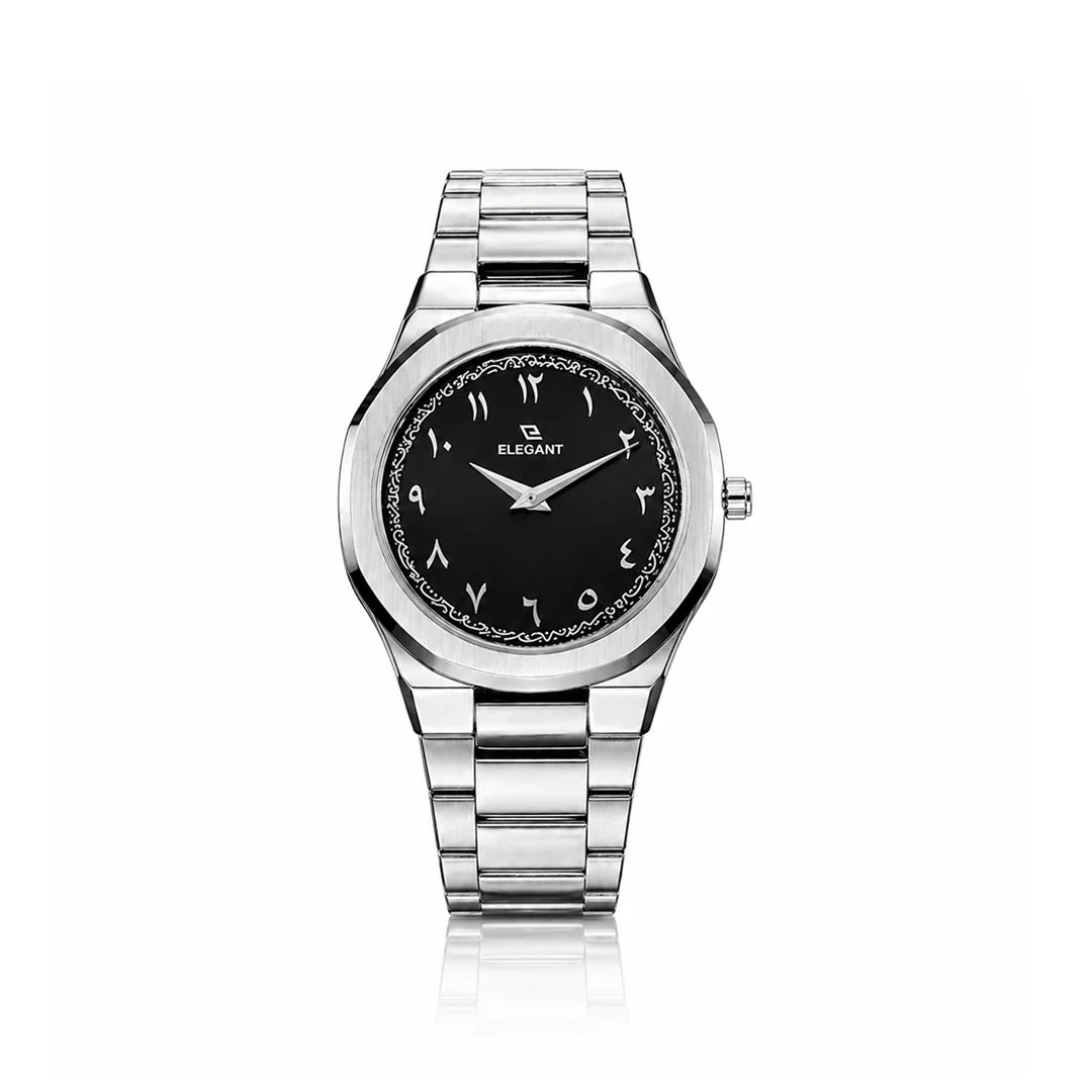 Elegant Royal Arabic Men's Watch - Black Dial