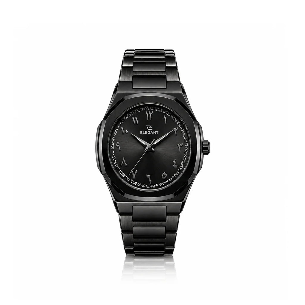 Elegant Royal Arabic Men's Watch - All Black Edition