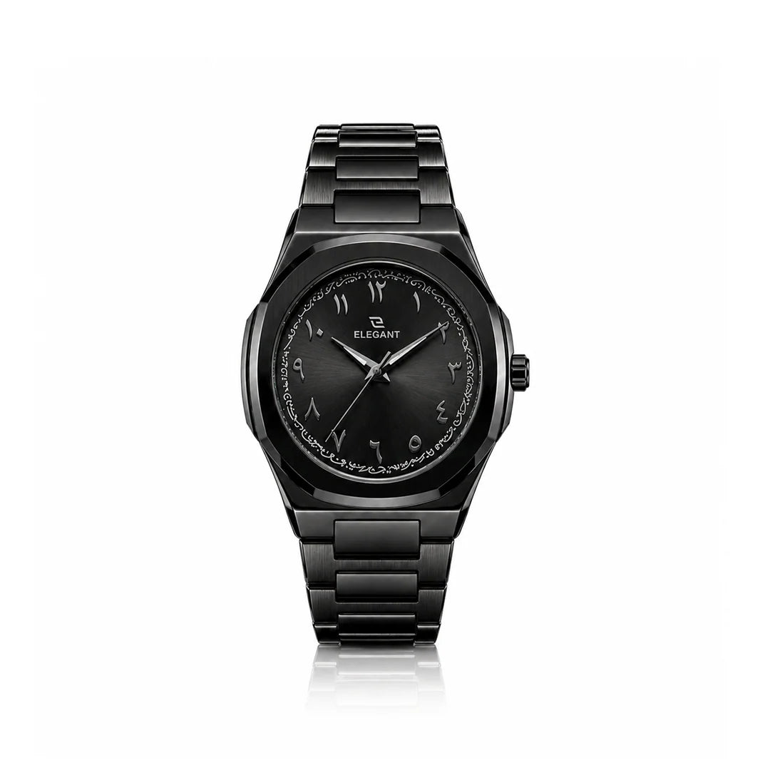 Elegant Royal Arabic Men's Watch - All Black Edition