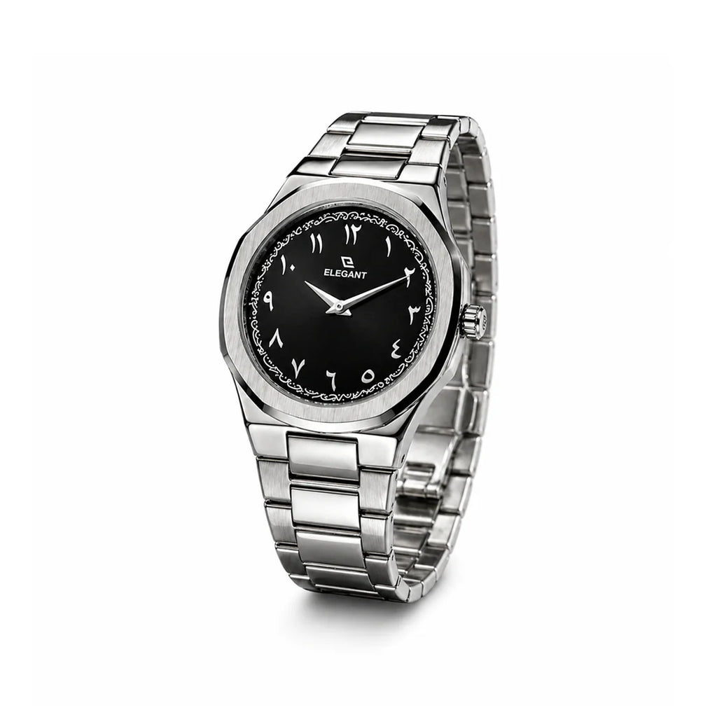 Elegant Royal Arabic Men's Watch - Black Dial