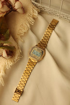 Gold-Tone Digital Women’s Watch with Crystal-Style Bezel