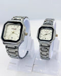 Square White Dial Couple Watch