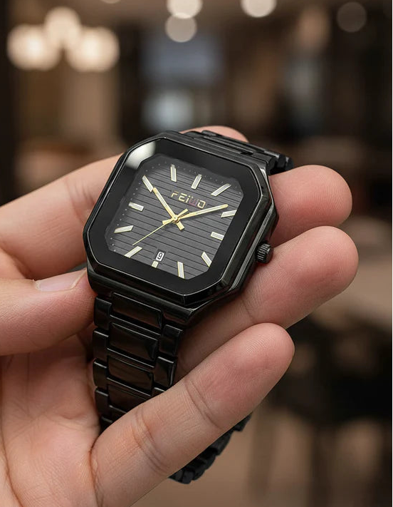 Square Black Dial Men's Watch